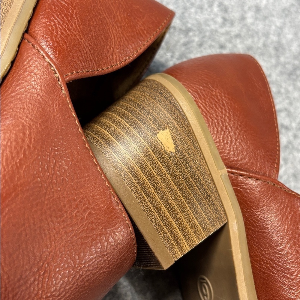 Cynthia Rowley red  Brown Eddie Leather slide on heel boot Shoes size 6 - Picture 11 of 11